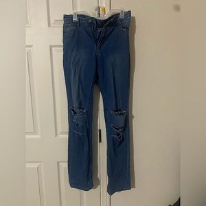 Shein dark wash straight leg jeans with holes! Barely worn